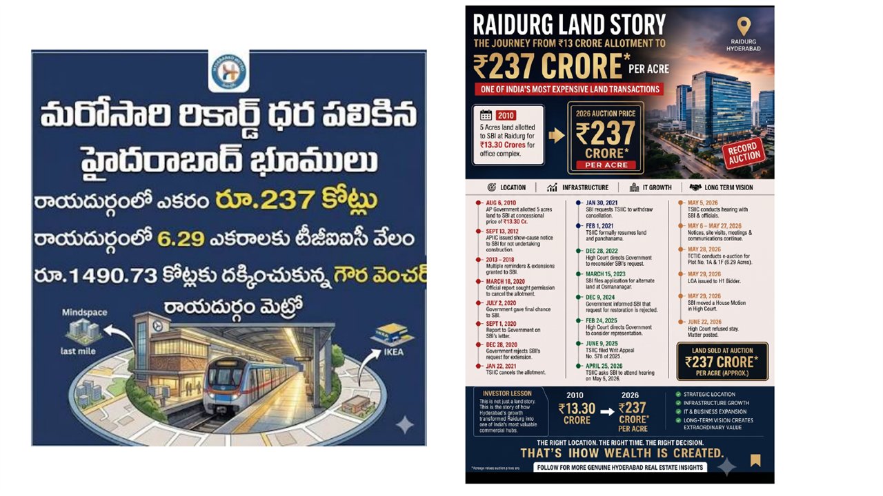 Raidurg land story infographic from the supplied presentation