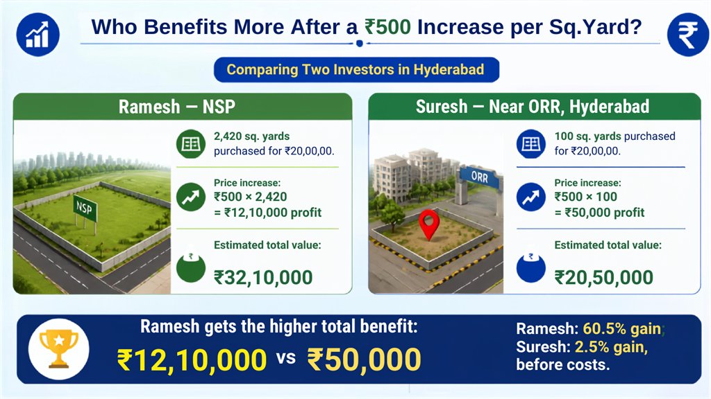Who benefits more after a price increase per sq yd — comparison from the presentation